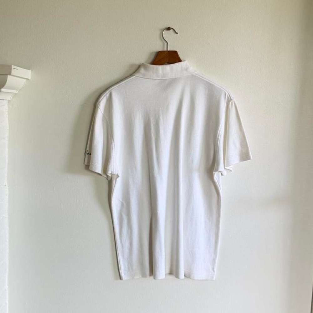 White Brindar Polo Shirt with Floral Embroidery Size M Cotton Womens Top‎ - Picture 4 of 5
